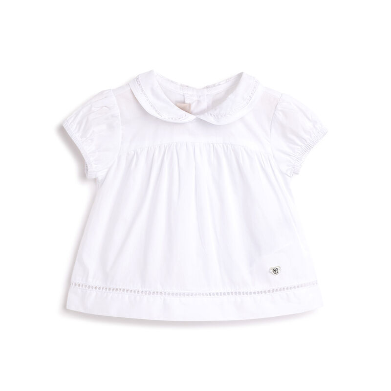 Girls White Solid Short Sleeve Top image number 0